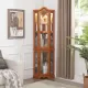 Curio Cabinet Lighted Glass Display Curio Cabinet w/Tempered Glass Doors and Shelves, Crown Corner Cabinet with Bulb, Corner Storage Decoration for Living room and Bedroom OAK Curio Cabinet Lighted Glass Display Curio Cabinet w/Tempered Glass Doors and Shelves, Crown Corner Cabinet with Bulb, Corner Storage Decoration for Living room and Bedroom OAK