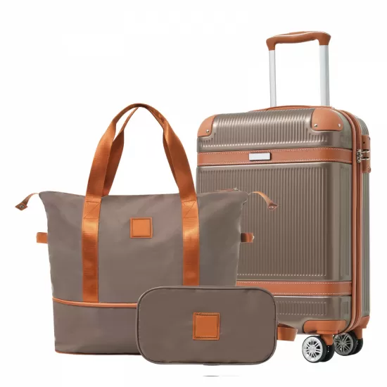 Hardshell Luggage Sets 3 Piece Carry-on Suitcase Double Spinner Wheels with TSA Lock for Men Women, Coppery (20in) Hardshell Luggage Sets 3 Piece Carry-on Suitcase Double Spinner Wheels with TSA Lock for Men Women, Coppery (20in)