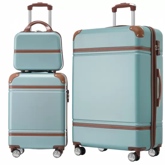 Hardshell Luggage Sets 3 Pieces 20 Inch+28 Inch Luggages and Cosmetic Case Spinner Suitcase with TSA Lock Lightweight,Green Hardshell Luggage Sets 3 Pieces 20 Inch+28 Inch Luggages and Cosmetic Case Spinner Suitcase with TSA Lock Lightweight,Green