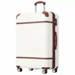 Hardshell Luggage with TSA lock , 28 Inch Expandable Lightweight Suitcase with Spinner Wheels, Single Vintage Luggage,White Hardshell Luggage with TSA lock , 28 Inch Expandable Lightweight Suitcase with Spinner Wheels, Single Vintage Luggage,White