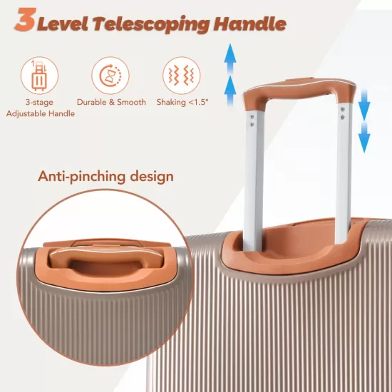 Hardshell Luggage Sets 3 Piece Carry-on Suitcase Double Spinner Wheels with TSA Lock for Men Women, Coppery (20in) Hardshell Luggage Sets 3 Piece Carry-on Suitcase Double Spinner Wheels with TSA Lock for Men Women, Coppery (20in)