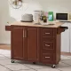 Kitchen Island with Drop Leaf Countertop, Rolling Kitchen Island Cart , Barn Door Kitchen Island Table with Storage Cabinet and Tower Rack, Island Table On Wheels for Kitchen, Retro Brown Kitchen Island with Drop Leaf Countertop, Rolling Kitchen Island Cart , Barn Door Kitchen Island Table with Storage Cabinet and Tower Rack, Island Table On Wheels for Kitchen, Retro Brown