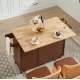 Kitchen Island with Drop Leaf Countertop, Rolling Kitchen Island Cart , Barn Door Kitchen Island Table with Storage Cabinet and Tower Rack, Island Table On Wheels for Kitchen, Retro Brown Kitchen Island with Drop Leaf Countertop, Rolling Kitchen Island Cart , Barn Door Kitchen Island Table with Storage Cabinet and Tower Rack, Island Table On Wheels for Kitchen, Retro Brown