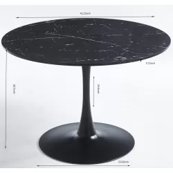 42.1 InchBlack Tulip Table Mid-century Dining Table for 4-6 people With Round Mdf Table Top, Pedestal Dining Table, End Table Leisure Coffee Table