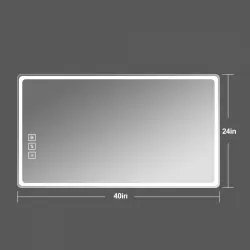 40*24 Inch LED Bathroom Mirror Vanity Mirrors with Front Lights Wall Mounted Anti-Fog Frameless Make Up Mirror with Light 5 mm Copper-Free Silver Mirror Horizontal or Vertical 40*24 Inch LED Bathroom Mirror Vanity Mirrors with Front Lights Wall Mounted Anti-Fog Frameless Make Up Mirror with Light 5 mm Copper-Free Silver Mirror Horizontal or Vertical