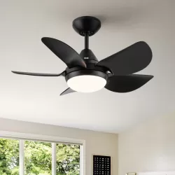 30 In Intergrated LED Ceiling Fan Lighting with Matte Black ABS Blade