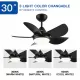 30 In Intergrated LED Ceiling Fan Lighting with Matte Black ABS Blade 30 In Intergrated LED Ceiling Fan Lighting with Matte Black ABS Blade
