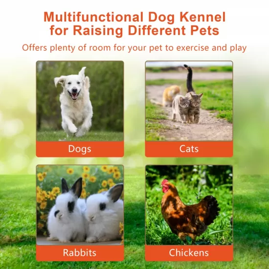 Large Dog Kennel Outdoor Pet Pens Dogs Run Enclosure Animal Hutch Metal Coop Fence with Roof Cover(6.6'L x 6.6'W x 6.4'H) Large Dog Kennel Outdoor Pet Pens Dogs Run Enclosure Animal Hutch Metal Coop Fence with Roof Cover(6.6'L x 6.6'W x 6.4'H)