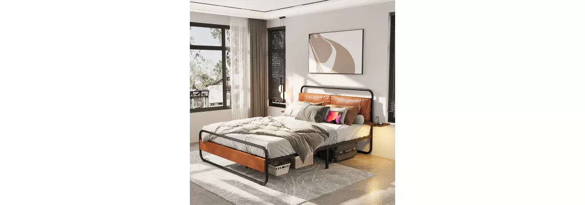 Queen Size Metal Bed Frame with Upholstered Headboard: Wireless Charging, LED Lights, and Under-Bed Storage
Queen Size Metal Bed Frame with Upholstered Headboard: Wireless Charging, LED Lights, and Under-Bed Storage