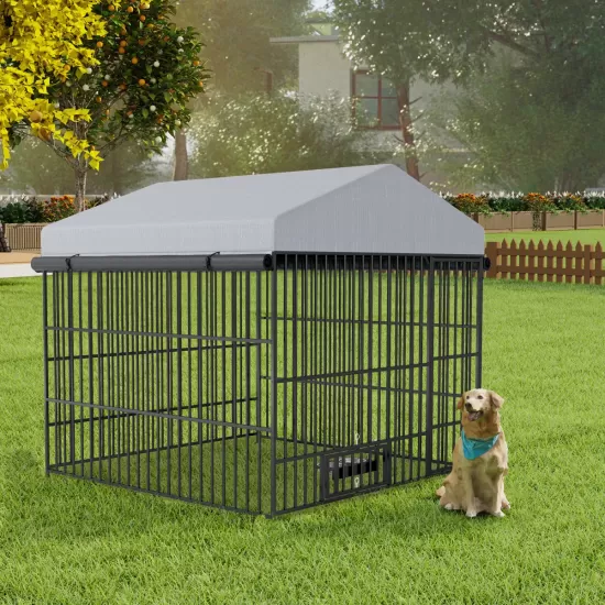 Large Dog Kennel Outdoor Pet Pens Dogs Run Enclosure Animal Hutch Metal Coop Fence with Roof Cover(6.6'L x 6.6'W x 6.4'H) Large Dog Kennel Outdoor Pet Pens Dogs Run Enclosure Animal Hutch Metal Coop Fence with Roof Cover(6.6'L x 6.6'W x 6.4'H)