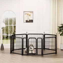 Dog Playpen Outdoor, 8 Panel Dog Fence 31.'' Pet Pen for Small Dogs Pet Exercise Pen for Puppy/Rabbit/Small Animals Portable Playpen for RV Camping Garden Yard, Indoor. Black, 26.3'' W x 31.5'' H. Dog Playpen Outdoor, 8 Panel Dog Fence 31.'' Pet Pen for Small Dogs Pet Exercise Pen for Puppy/Rabbit/Small Animals Portable Playpen for RV Camping Garden Yard, Indoor. Black, 26.3'' W x 31.5'' H.
