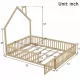 Wood Full Size House Platform Bed with Guardrail, Natural Wood Full Size House Platform Bed with Guardrail, Natural