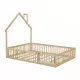 Wood Full Size House Platform Bed with Guardrail, Natural Wood Full Size House Platform Bed with Guardrail, Natural