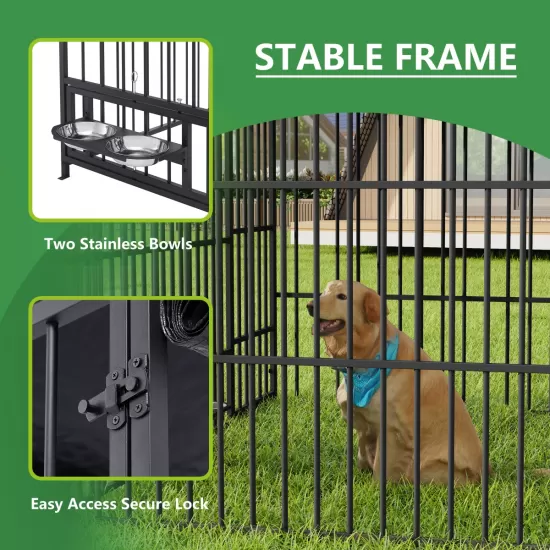 Large Dog Kennel Outdoor Pet Pens Dogs Run Enclosure Animal Hutch Metal Coop Fence with Roof Cover(6.6'L x 6.6'W x 6.4'H) Large Dog Kennel Outdoor Pet Pens Dogs Run Enclosure Animal Hutch Metal Coop Fence with Roof Cover(6.6'L x 6.6'W x 6.4'H)