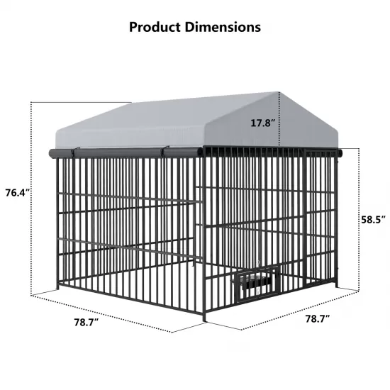 Large Dog Kennel Outdoor Pet Pens Dogs Run Enclosure Animal Hutch Metal Coop Fence with Roof Cover(6.6'L x 6.6'W x 6.4'H) Large Dog Kennel Outdoor Pet Pens Dogs Run Enclosure Animal Hutch Metal Coop Fence with Roof Cover(6.6'L x 6.6'W x 6.4'H)