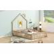Wood Full Size House Platform Bed with Guardrail, Natural Wood Full Size House Platform Bed with Guardrail, Natural