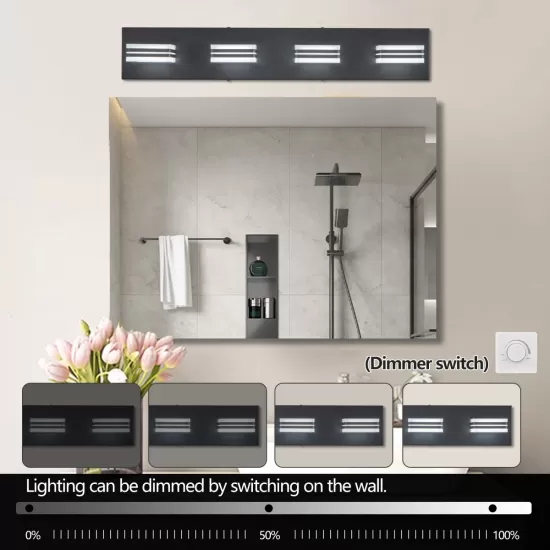 LED Modern Black Vanity Lights, 4-Lights Acrylic Matte Black Bathroom Vanity Lights Over Mirror LED Modern Black Vanity Lights, 4-Lights Acrylic Matte Black Bathroom Vanity Lights Over Mirror