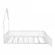 Wood Full Size House Platform Bed with Guardrail, White Wood Full Size House Platform Bed with Guardrail, White