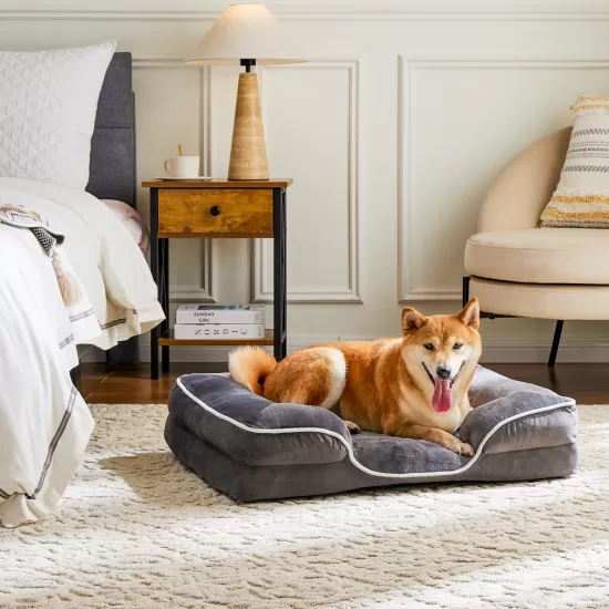 Memory Foam Pet Bed for Small Dogs & Cats with Washable Removable Cover Non-Slip Base Waterproof Liner Egg Crate Foam for Improved Sleep, grey,large Memory Foam Pet Bed for Small Dogs & Cats with Washable Removable Cover Non-Slip Base Waterproof Liner Egg Crate Foam for Improved Sleep, grey,large