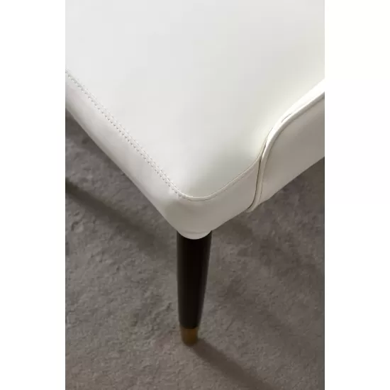 Modern Leather Dining Chair Set of 2, Upholstered Accent Dining Chair, Legs with Black Plastic Tube Plug Modern Leather Dining Chair Set of 2, Upholstered Accent Dining Chair, Legs with Black Plastic Tube Plug