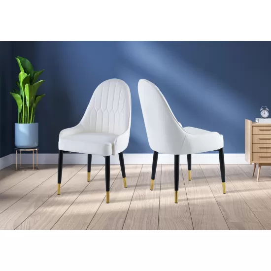 Modern Leather Dining Chair Set of 2, Upholstered Accent Dining Chair, Legs with Black Plastic Tube Plug Modern Leather Dining Chair Set of 2, Upholstered Accent Dining Chair, Legs with Black Plastic Tube Plug