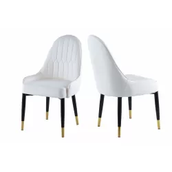 Modern Leather Dining Chair Set of 2, Upholstered Accent Dining Chair, Legs with Black Plastic Tube Plug