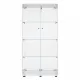 Lighted Two Door Glass Cabinet Glass Display Cabinet with 4 Shelves, White Lighted Two Door Glass Cabinet Glass Display Cabinet with 4 Shelves, White