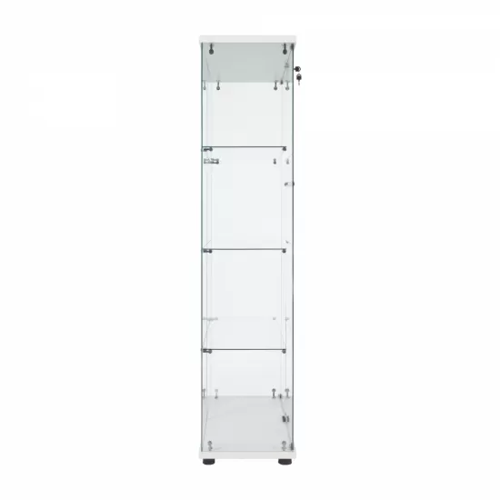 Lighted Two Door Glass Cabinet Glass Display Cabinet with 4 Shelves, White Lighted Two Door Glass Cabinet Glass Display Cabinet with 4 Shelves, White