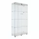 Lighted Two Door Glass Cabinet Glass Display Cabinet with 4 Shelves, White Lighted Two Door Glass Cabinet Glass Display Cabinet with 4 Shelves, White