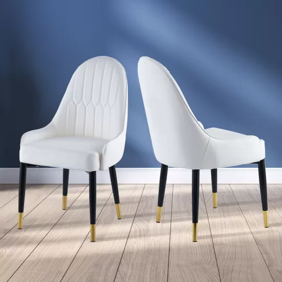 Modern Leather Dining Chair Set of 2, Upholstered Accent Dining Chair, Legs with Black Plastic Tube Plug Modern Leather Dining Chair Set of 2, Upholstered Accent Dining Chair, Legs with Black Plastic Tube Plug