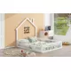 Wood Full Size House Platform Bed with Guardrail, White Wood Full Size House Platform Bed with Guardrail, White
