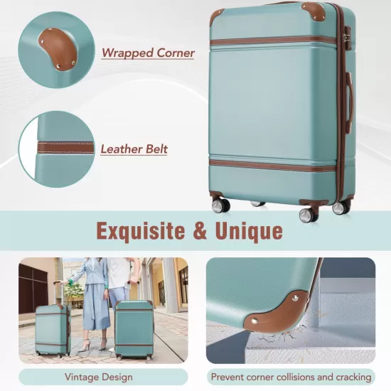 Hardshell Luggage Sets 3 Pieces 20 Inch+24 Inch Luggages and Cosmetic Case Spinner Suitcase with TSA Lock Lightweight,Green Hardshell Luggage Sets 3 Pieces 20 Inch+24 Inch Luggages and Cosmetic Case Spinner Suitcase with TSA Lock Lightweight,Green
