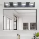 LED Modern Black Vanity Lights, 4-Lights Acrylic Matte Black Bathroom Vanity Lights Over Mirror LED Modern Black Vanity Lights, 4-Lights Acrylic Matte Black Bathroom Vanity Lights Over Mirror