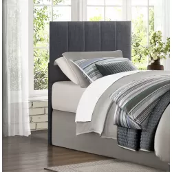 1pc Twin Headboard Gray Fabric Upholstery Padded Vertical Channel Tufted 1pc Twin Headboard Gray Fabric Upholstery Padded Vertical Channel Tufted