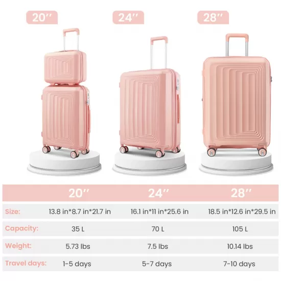 Luggage 4 Piece Sets(14/20/24/28), Hard Shell Lightweight TSA Lock Carry on Expandable Suitcase with Spinner Wheels Travel Set for Men Women Luggage 4 Piece Sets(14/20/24/28), Hard Shell Lightweight TSA Lock Carry on Expandable Suitcase with Spinner Wheels Travel Set for Men Women