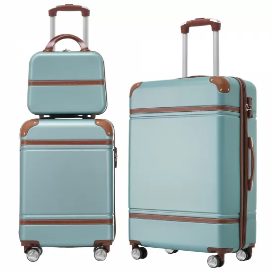 Hardshell Luggage Sets 3 Pieces 20 Inch+24 Inch Luggages and Cosmetic Case Spinner Suitcase with TSA Lock Lightweight,Green Hardshell Luggage Sets 3 Pieces 20 Inch+24 Inch Luggages and Cosmetic Case Spinner Suitcase with TSA Lock Lightweight,Green