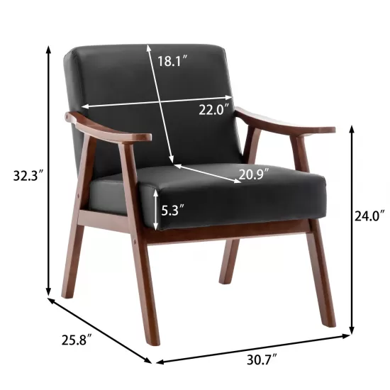 Mid-Century Modern Chair, Living Room Chair with Solid Wood Frame, Accent Chair Extra-Thick Backrest, Wingback Chair for Bedroom, Reading Room, Living Room, Lounge Chair Indoor Mid-Century Modern Chair, Living Room Chair with Solid Wood Frame, Accent Chair Extra-Thick Backrest, Wingback Chair for Bedroom, Reading Room, Living Room, Lounge Chair Indoor