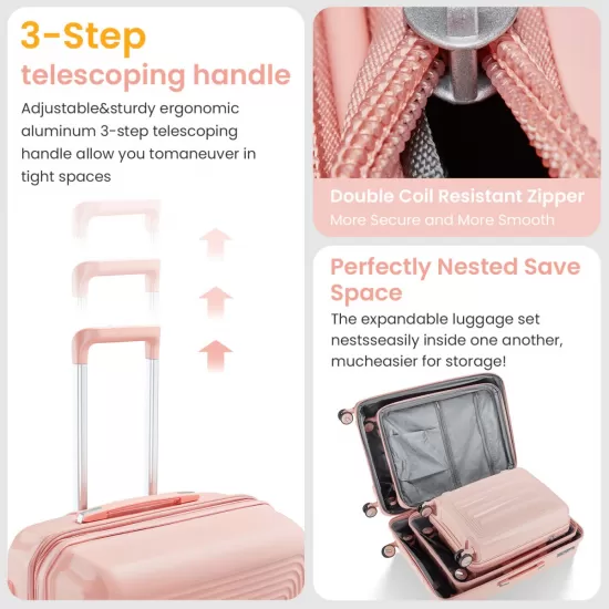 Luggage 4 Piece Sets(14/20/24/28), Hard Shell Lightweight TSA Lock Carry on Expandable Suitcase with Spinner Wheels Travel Set for Men Women Luggage 4 Piece Sets(14/20/24/28), Hard Shell Lightweight TSA Lock Carry on Expandable Suitcase with Spinner Wheels Travel Set for Men Women