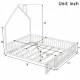 Wood Full Size House Platform Bed with Guardrail, White Wood Full Size House Platform Bed with Guardrail, White