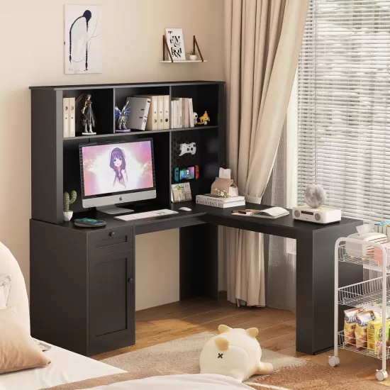 L Shaped Desk with Charger,Computer Desk with Drawers,Bookshelf & Hutchwith LED Light,Modern Corner Desk,Home Office Desk,L-Shaped Study Table Writing Desk,Corner Gaming Computer Desk with Storage L Shaped Desk with Charger,Computer Desk with Drawers,Bookshelf & Hutchwith LED Light,Modern Corner Desk,Home Office Desk,L-Shaped Study Table Writing Desk,Corner Gaming Computer Desk with Storage