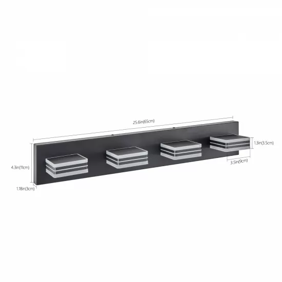 LED Modern Black Vanity Lights, 4-Lights Acrylic Matte Black Bathroom Vanity Lights Over Mirror LED Modern Black Vanity Lights, 4-Lights Acrylic Matte Black Bathroom Vanity Lights Over Mirror