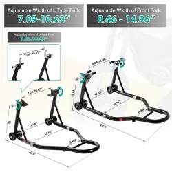 Motorcycle Stand 850LB Sport Bike Front & Rear Wheel Lift Swingarm Paddock Stands Black,U+L Motorcycle Stand 850LB Sport Bike Front & Rear Wheel Lift Swingarm Paddock Stands Black,U+L