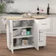 Kitchen Island with Spice Rack, Towel Rack and Extensible Solid Wood Table Top-White Kitchen Island with Spice Rack, Towel Rack and Extensible Solid Wood Table Top-White