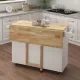 Kitchen Island with Spice Rack, Towel Rack and Extensible Solid Wood Table Top-White Kitchen Island with Spice Rack, Towel Rack and Extensible Solid Wood Table Top-White