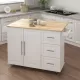 Kitchen Island with Spice Rack, Towel Rack and Extensible Solid Wood Table Top-White Kitchen Island with Spice Rack, Towel Rack and Extensible Solid Wood Table Top-White