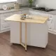 Kitchen Island with Spice Rack, Towel Rack and Extensible Solid Wood Table Top-White Kitchen Island with Spice Rack, Towel Rack and Extensible Solid Wood Table Top-White
