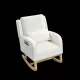 [Video] Welike 27.5  InchW Modern Accent High Back Living Room Casual Armchair Rocker with One Lumbar Pillow, Two Side Pockets,Teddy White (Ivory)