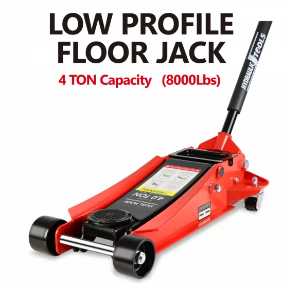 Floor Jack, 4 Ton Low Profile Floor Jack, Heavy-Duty Steel Racing Floor Jack with dual Piston Quick Lift Pump, Floor Jack Lifting Range 4 Inch-21 Inch Floor Jack, 4 Ton Low Profile Floor Jack, Heavy-Duty Steel Racing Floor Jack with dual Piston Quick Lift Pump, Floor Jack Lifting Range 4 Inch-21 Inch