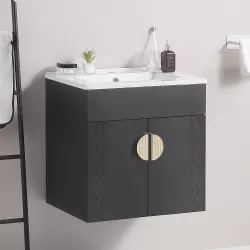 Black 20 Inch Bathroom Vanity with Sink,Large Storage Space, Wall Mounted Bathroom Vanity Sink Black 20 Inch Bathroom Vanity with Sink,Large Storage Space, Wall Mounted Bathroom Vanity Sink