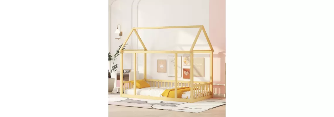 Twin Size Floor Wooden Bed with House Roof Frame: A Safe and Natural Choice for Kids Twin Size Floor Wooden Bed with House Roof Frame: A Safe and Natural Choice for Kids